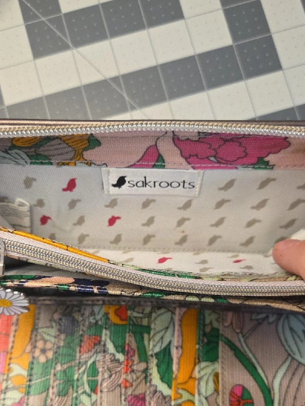 Sakroots Floral Zip Wallet in Yellow Pink Green Orange